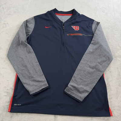 #ad Nike Dri Fit 1 4 Zip Pullover Mens Large Dayton Flyers Performance Pocket $22.50