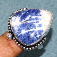 925 Silver Plated Sodalite Ring US 9 Boho Chic Style Limited Stock Deal GW