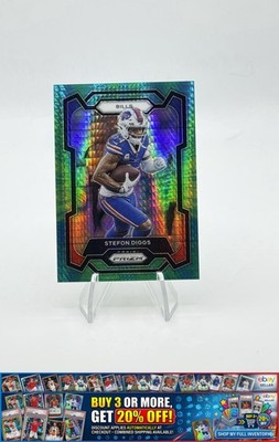 2023 Panini Prizm Stefon Diggs #35 Green Hyper Prizm Buffalo Bills #/175 SP