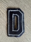 Vintage Hand Cut Tackle Twill Letter D 2 Color White On Navy 3 1/4” 3.25 Inches — photo 2
