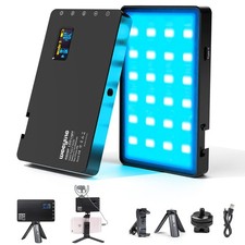 RGB LED Video Light, Portable Small LED On Camera Light with Tripod and Phone...