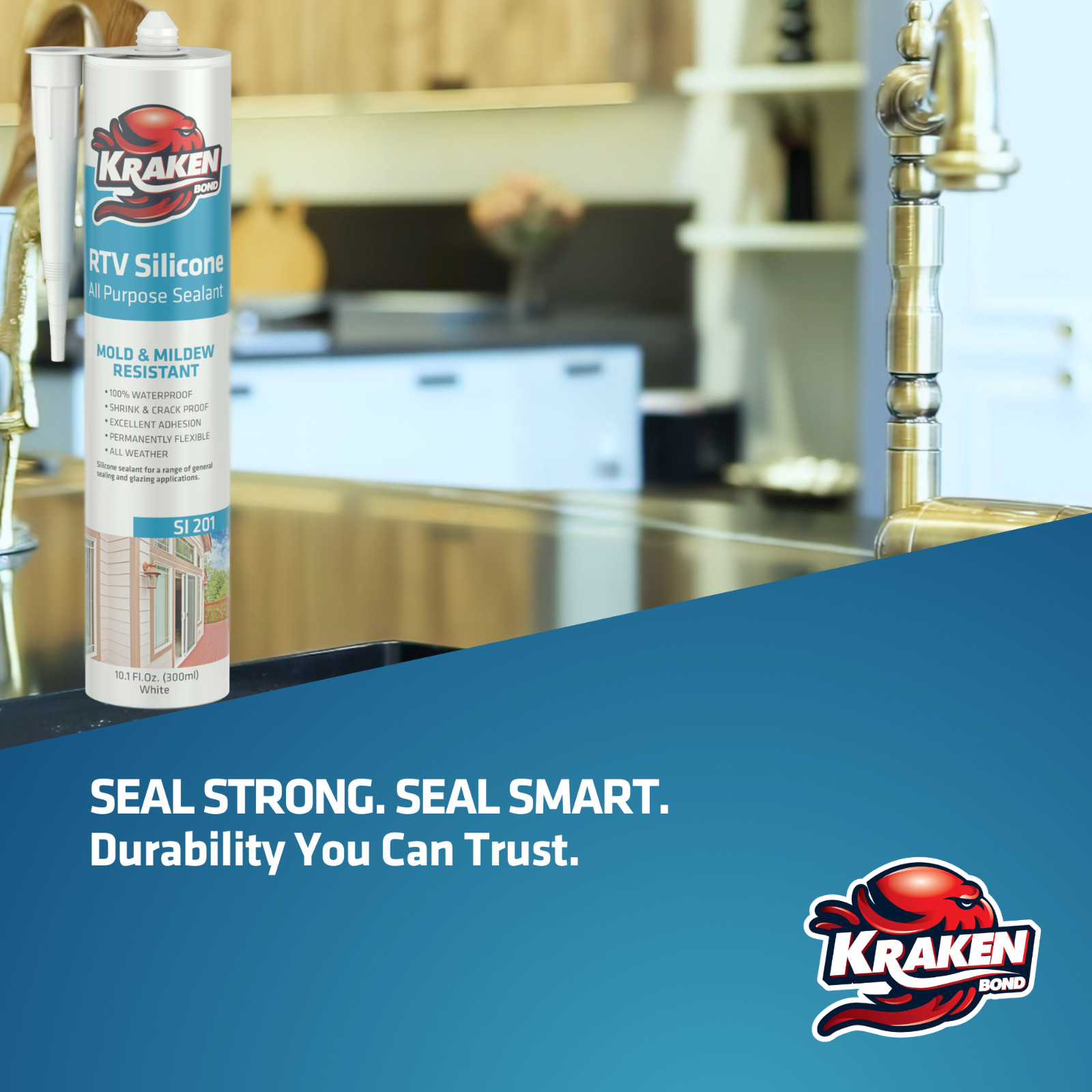 Kraken Bond RTV Silicone All Purpose, 10.1oz 4 Pack – White