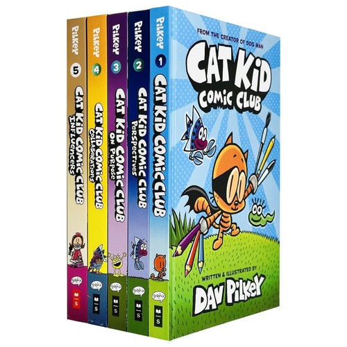Cat Kid Books 1-5 Dav Pilkey (5 Book Collection Set) - (Free P+P) UK Editions