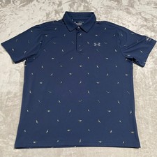 Under Armour Shirt Mens XL Blue Playoff Polo Golf Casual All Over Print AOP