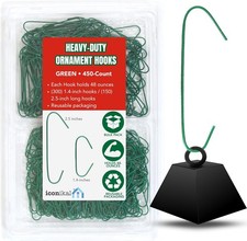 450 Green Christmas Ornament Hooks 1.4"  2.5" Heavy Duty Tree Hangers Wire Bulk