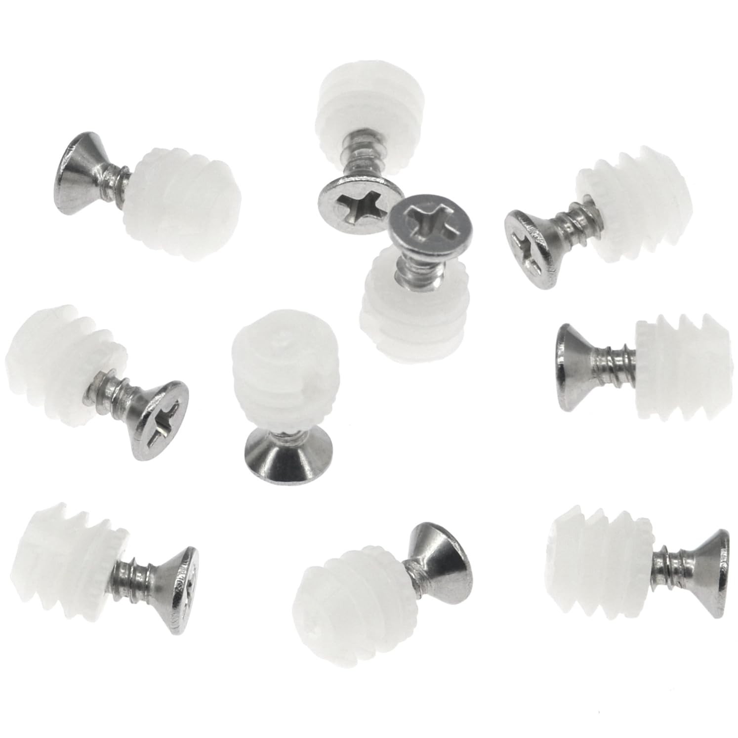 100 PCS Plastic Hinge Dowel Inserts with Screws Hinge Expansion Dowels