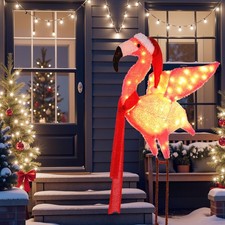 Christmas Flamingo Decorations Outdoor, Lighted Christmas Flamingo,Birthday X...