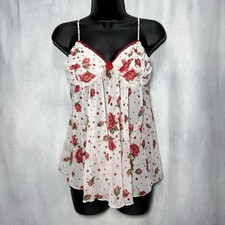 Vintage Y2K Je T Adore Floral Babydoll Teddy Thong Lingerie Set Size Small