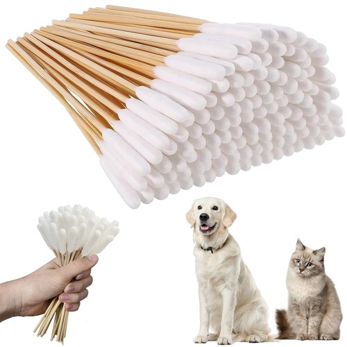 Dszemie 200Pcs Dog Cotton Buds Ear Cleaning Swabs, Dog Ear Budss Large 15CM 