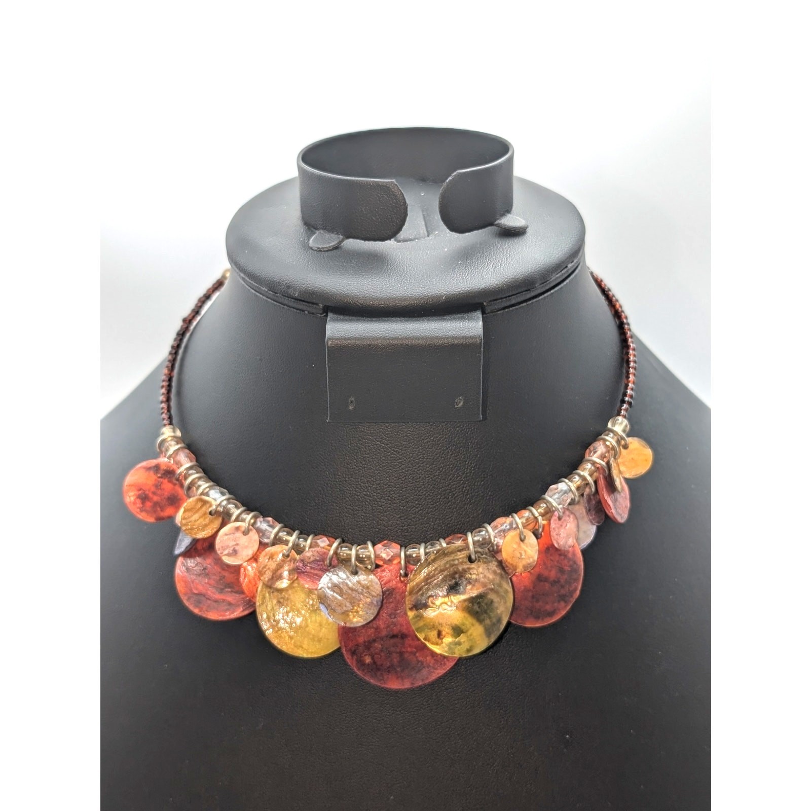 Vintage Shell Dangle Wire Beaded Adjustable Choke… - image 8