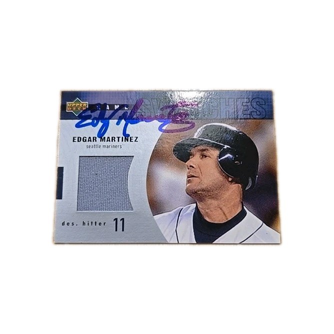 EDGAR MARTINEZ 2003 UPPER DECK GAME SWATCHES Signed Auto Game Used Worn Jersey