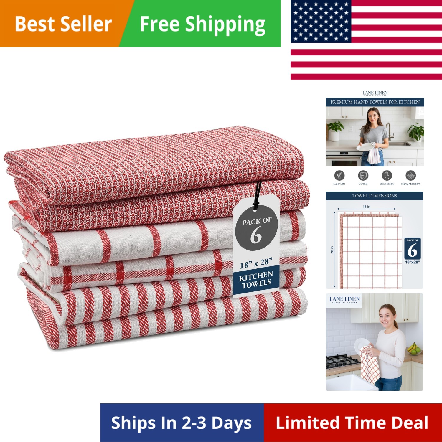 S Set, 6-pack &ndash; , Absorbent, Quick-drying Dish Towel...