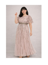Mac Duggal (304) EMBELLISHED  LAYERED SLEEVE GOWN Vintage Rose Size 12 $698
