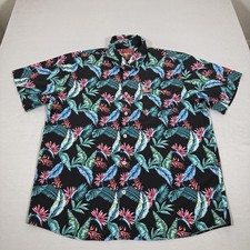Dixxon Shirt Mens 2XL Black Turks Floral Hawaiian Short Sleeve Button Up Aloha