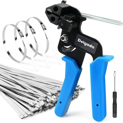 100PCS 10.6 Inch Metal Zip Ties Tool Kit with Stainless Steel Zip Tie Gun