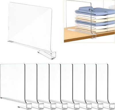 8 Stück Transparente Acryl-regaltrenner, Multifunktionaler Shelf Divider, 