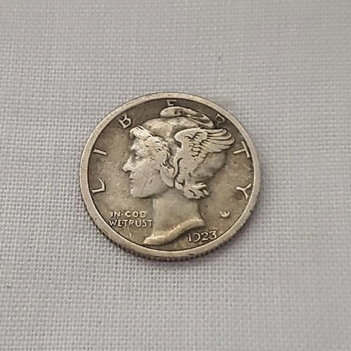 Tough-Date Very Fine 1923-S MERCURY DIME w/100% Original Surfaces