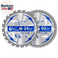 6-1/2 Inch Circular Saw Blade 24T&60T Combo Pack, Ultra Fine Finish for Wood Cut