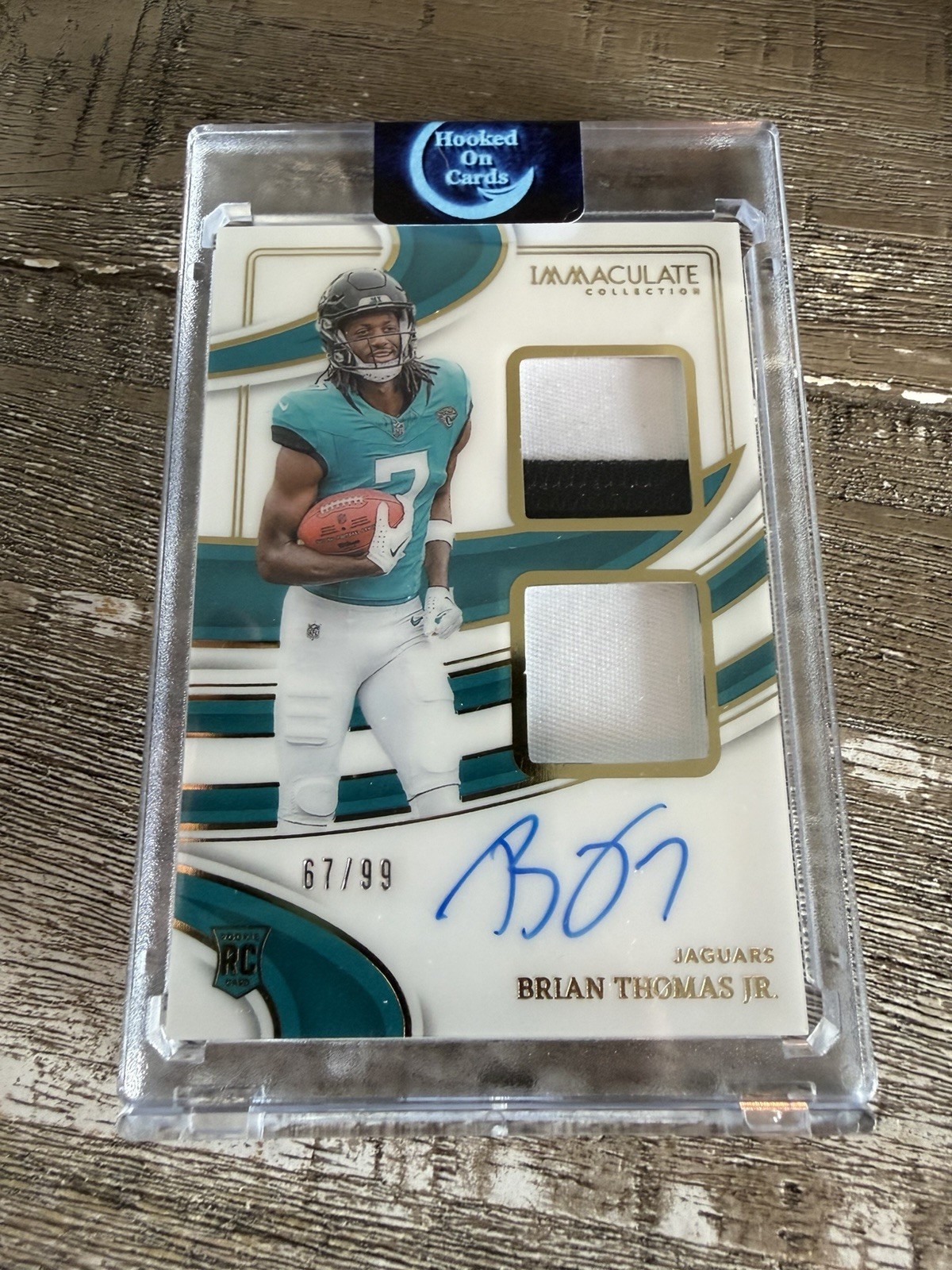Brian Thomas Jr. On Card Auto 2024 Panini Immaculate RPA Dual Patch #ISPRBTJ /99
