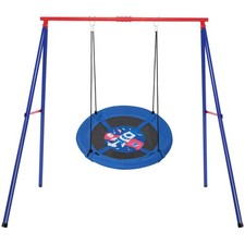 Heavy Duty Swing Frame Kids Rocket Swing Set with Saucer Swing Indoor Outdoor