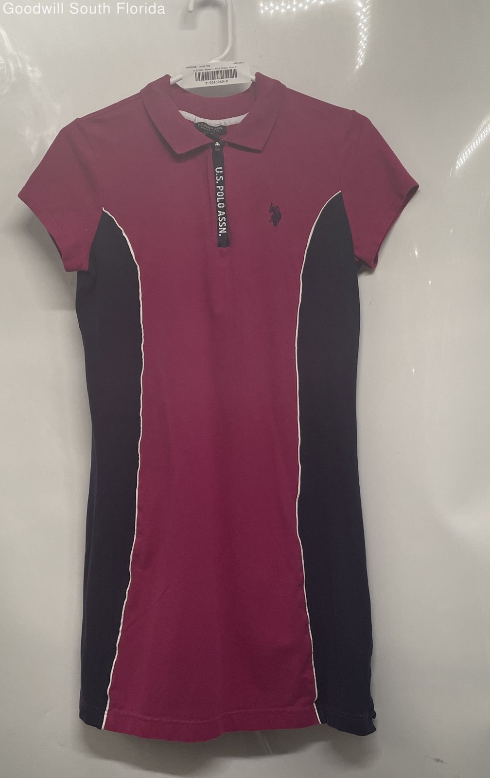 U.S. Polo Assn. Womens Pink Short Sleeve Collared T-Shirt Dress Size Small