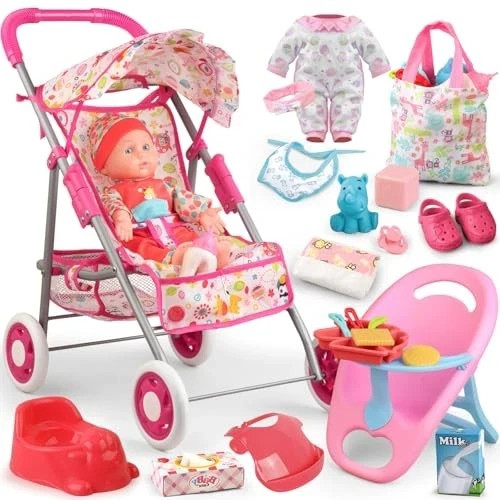 Baby Doll Stroller Set Toys for Girls Toddlers 3-5 4-6 Gifts