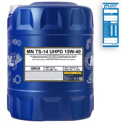 20L Mannol Motoröl TS-14 UHPD 15W-40 API CJ-4/SN LKW Motorenöl ACEA E7/E9