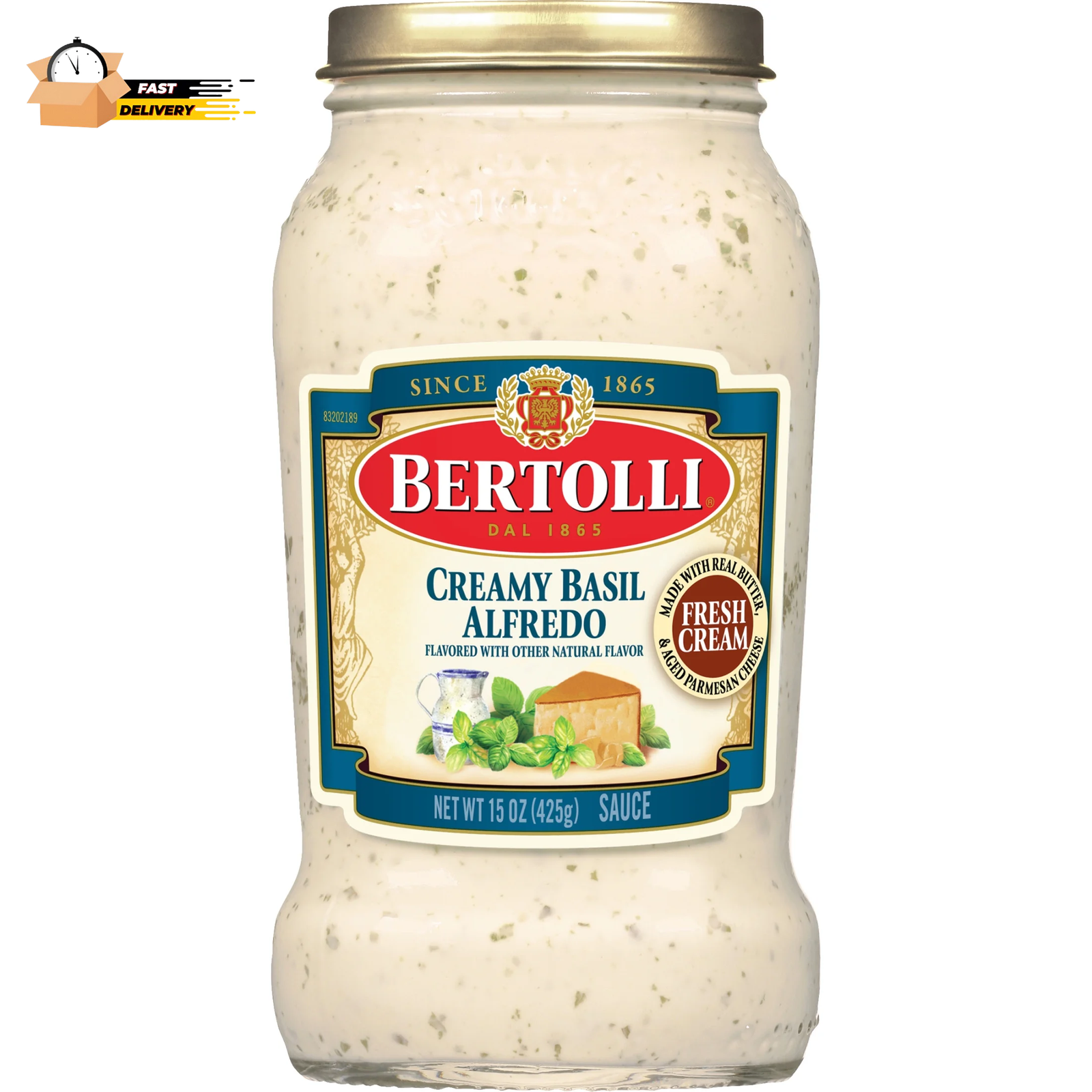 Creamy Basil Alfredo Pasta Sauce 15 Oz