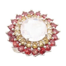 925 Sterling Silver Vintage Ring Multi Gemstone Floral Cluster Band Sz 6 RG35021