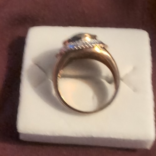 Anello vintage in argento sterling 925 oro lavato in laboratorio con giada - Foto 2 di 5