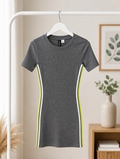 H&M Bodycon Kleid Grau mit Neonstreifen | Gr....