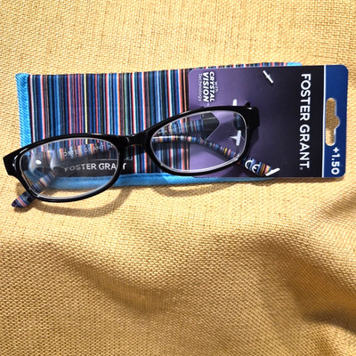 Foster Grant BRIANNA Crystal Vision Readers Eyewear 1.50 Blue Rainbow Stripe NWT