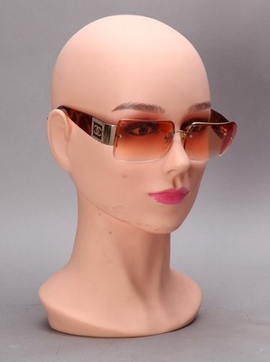 VTG. Chanel 4095-B Rhinestone CC Logo Half Rimless Sunglasses