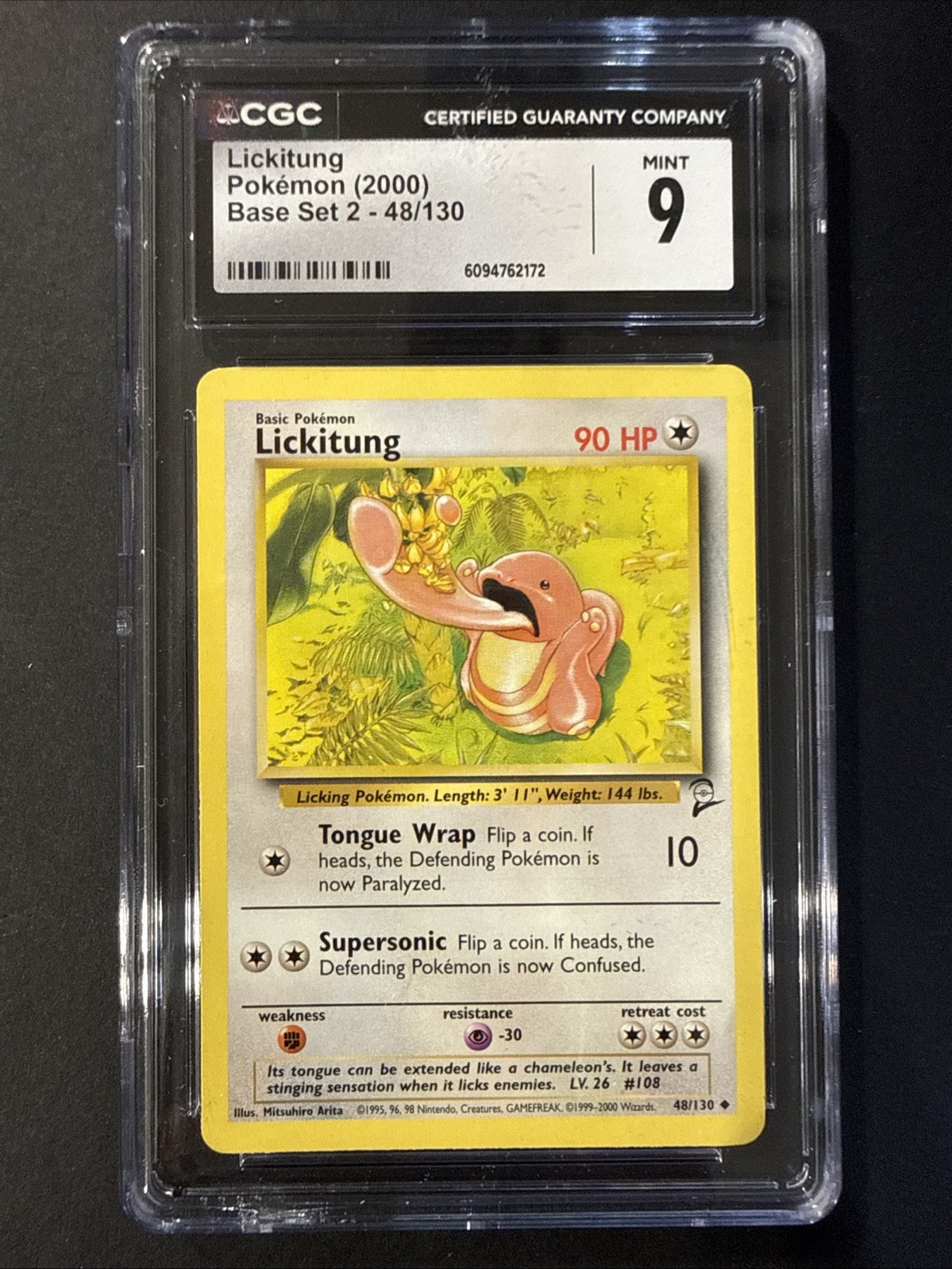 Pokémon TCG Lickitung Base Set 2 Unlimited Uncommon Card 48/130 Vintage
