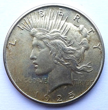 USA 1925 Silver Peace Dollar  VF+/aEF