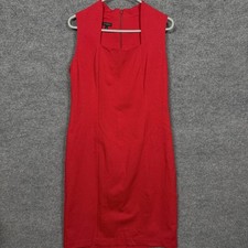Talbots Womens Size 12 Sheath Dress Red Square Neck Office Party Holiday