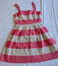 Ann Taylor LOFT size 4 pink and beige striped dress with straps knee length