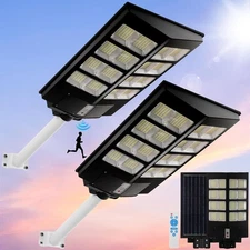 Commercial 99000LM Outdoor Dusk to Dawn Solar Street Light Lamp Arm For Outside