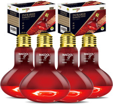 WACOOL 4 Pack Reptile Heat Lamp Bulbs,100W Infrared Basking Spot Light for Repti