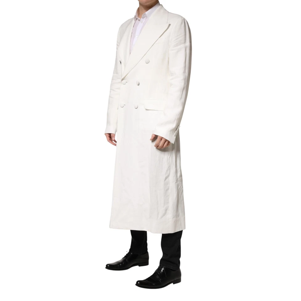 DOLCE & GABBANA Jacket White Double Breasted Men Trench Coat IT48/US38/M 2930usd - Image 2 of 4