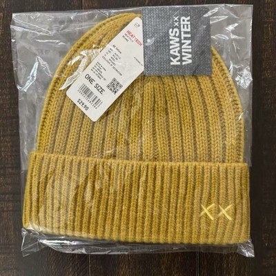 Uniqlo x KAWS Winter HEATTECH Heat Tech Knit Beanie Yellow Hat