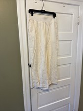 A New Day Ivory Rayon Blend Wide Leg Pull On Pants M Beach Vacation 30x25 LS 