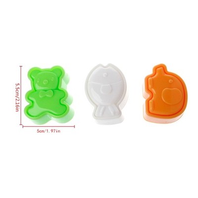 3Pcs/Set Cute Sushi Rice Balls Mold Bear Elephant Fish Baking DIY Cooking Tools