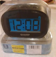 Small Sharp Digital Alarm Clock Battery Powered New Open Box