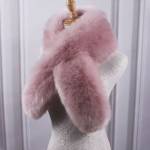 Damen Kunst Fuchspelz Kreuz Schal Tuch Halstuch Kragen Stola Schals weich warm Luxus - Bild 19 von 27