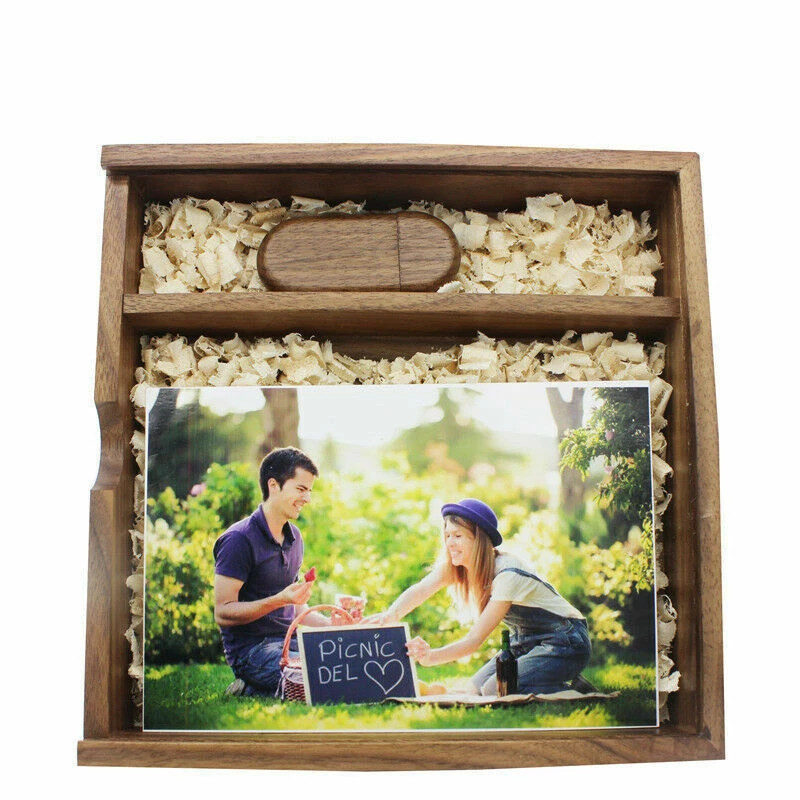 4 x 6 Photo Box Wood USB Flash Drive Free Custom Funeral Wedding Name Photo logo - Image 2 of 4