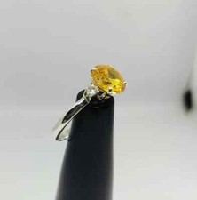 Rare A Top Natural Yellow Zircon Gemstone Ring 925 Solid Sterling Silver Rings