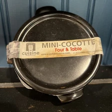 Cocotte Espirit De Cuisine FRANCE Black Mini Baking Dish W/ Lid 8 Oz NEW!