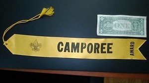 Vintage 1960s Boy Scouts America "CAMPOREE Award " 17 3/8" Yellow Ribbon