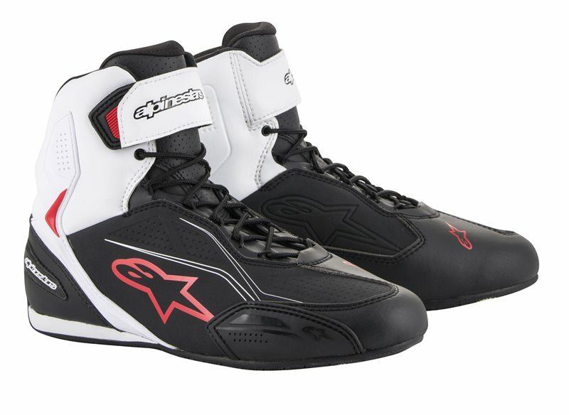 SCARPE MOTO ALPINESTARS FASTER 3 CERTIFICATE CE BLACK WHITE RED CASUAL